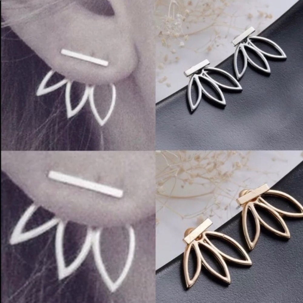 Lotus flower Gold or Silver alloy earrings